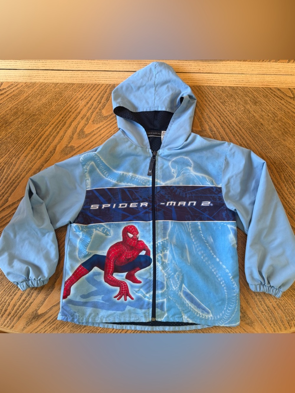 VINTAGE Spider-Man 2 Light Blue Kids Hoodie Jacket - Picture 2 of 7